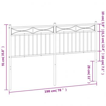 Kopfteil Metall Weiß 193 cm