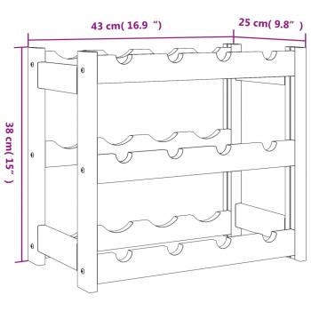 Weinregal für 12 Flaschen Grau Massivholz Kiefer