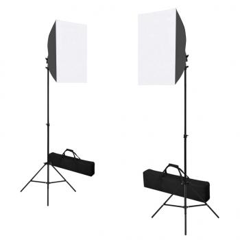 Fotostudio-Set mit Softboxen und Hintergrundsystem