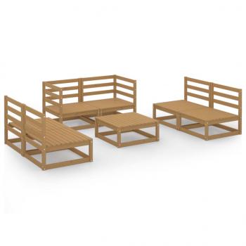 7-tlg. Garten-Lounge-Set Honigbraun Massivholz Kiefer