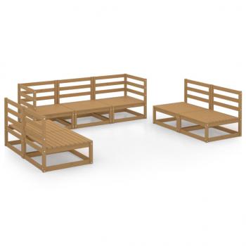 7-tlg. Garten-Lounge-Set Honigbraun Massivholz Kiefer