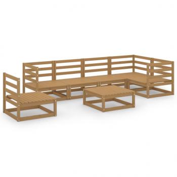 7-tlg. Garten-Lounge-Set Honigbraun Massivholz Kiefer