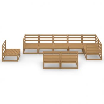 9-tlg. Garten Lounge Set Honigbraun Massivholz Kiefer