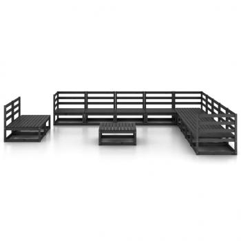 12-tlg. Garten-Lounge-Set Schwarz Massivholz Kiefer