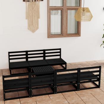 ARDEBO.de - 8-tlg. Garten-Lounge-Set Schwarz Massivholz Kiefer