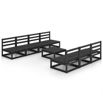 8-tlg. Garten-Lounge-Set Schwarz Massivholz Kiefer