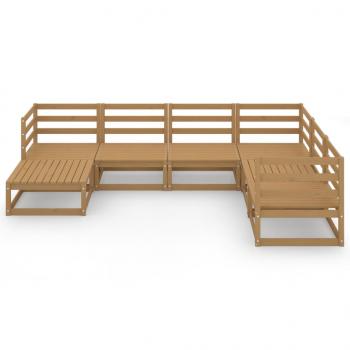 7-tlg. Garten-Lounge-Set Honigbraun Massivholz Kiefer