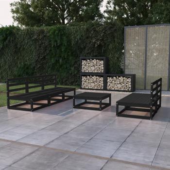 ARDEBO.de - 6-tlg. Garten-Lounge-Set Schwarz Massivholz Kiefer