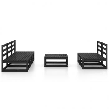 6-tlg. Garten-Lounge-Set Schwarz Massivholz Kiefer