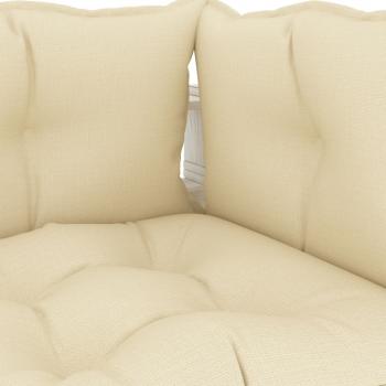 Garten-Paletten-Ecksofa mit Kissen in Creme Holz