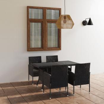 ARDEBO.de - 5-tlg. Garten-Essgruppe Poly Rattan Schwarz