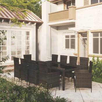 ARDEBO.de - 11-tlg. Garten-Essgruppe mit Kissen Poly Rattan Schwarz