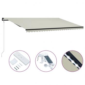 ARDEBO.de - Einziehbare Markise mit Windsensor & LED 600x300cm Creme