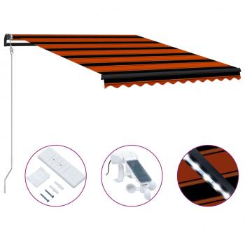 ARDEBO.de - Einziehbare Markise mit Windsensor & LED 350x250cm Orange Braun