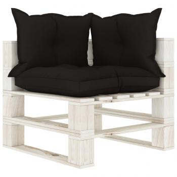 ARDEBO.de - Garten-Paletten-Ecksofa mit Kissen in Schwarz Holz