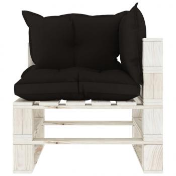 Garten-Paletten-Ecksofa mit Kissen in Schwarz Holz