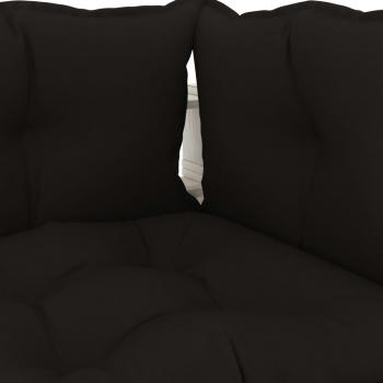 Garten-Paletten-Ecksofa mit Kissen in Schwarz Holz