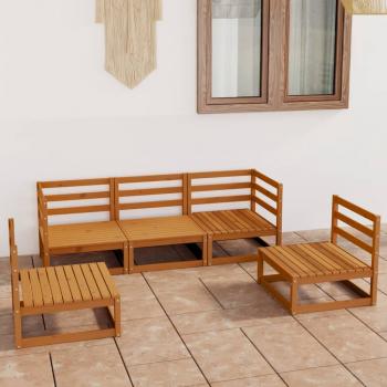 ARDEBO.de - 5-tlg. Garten-Lounge-Set Honigbraun Massivholz Kiefer