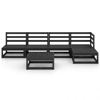 5-tlg. Garten-Lounge-Set Schwarz Massivholz Kiefer