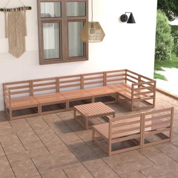 ARDEBO.de - 9-tlg. Garten-Lounge-Set Honigbraun Massivholz Kiefer