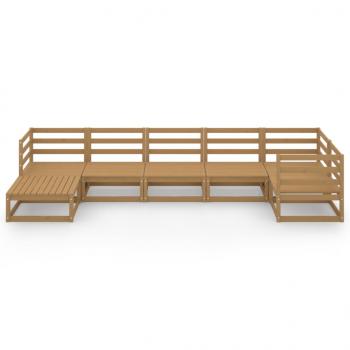 7-tlg. Garten-Lounge-Set Honigbraun Massivholz Kiefer