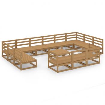 14-tlg. Garten-Lounge-Set Massivholz Kiefer