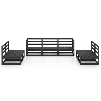 7-tlg. Garten-Lounge-Set Schwarz Massivholz Kiefer