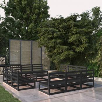 ARDEBO.de - 13-tlg. Garten-Lounge-Set Schwarz Massivholz Kiefer