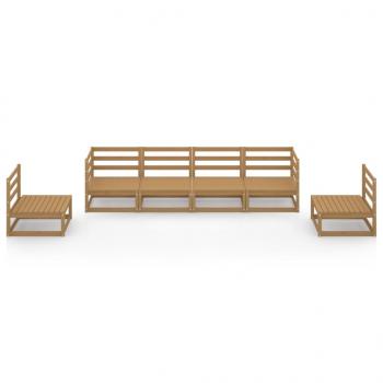 6-tlg. Garten-Lounge-Set Honigbraun Massivholz Kiefer