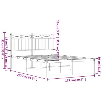 Bettgestell mit Kopfteil Metall Weiß 120x200 cm