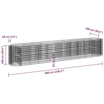 Gabionen-Hochbeet Verzinktes Eisen 600x100x100 cm