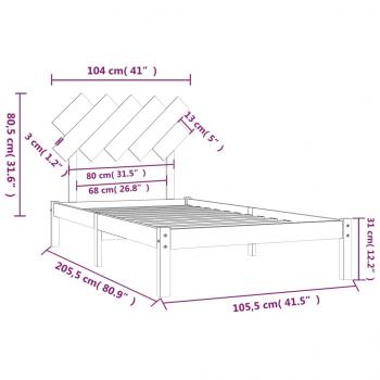 Massivholzbett Honigbraun 100x200 cm