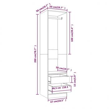 Kleiderschrank mit Schubladen Grau Sonoma 50x50x200 cm