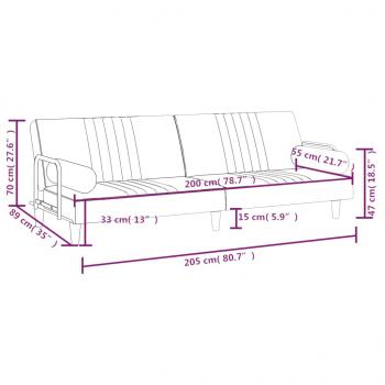 Schlafsofa mit Armlehnen Dunkelgrau Samt