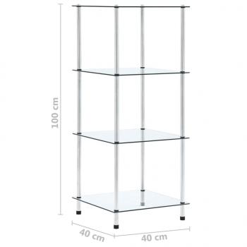 Regal mit 4 Ablagen Transparent 40x40x100 cm Hartglas