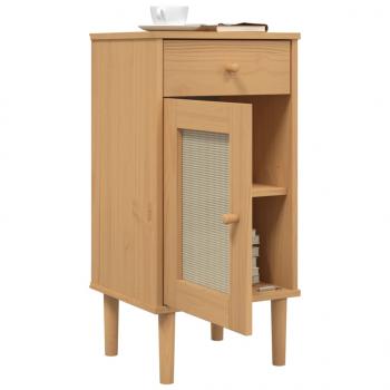 Nachttisch SENJA Rattan-Look Braun 40x35x80cm Massivholz Kiefer