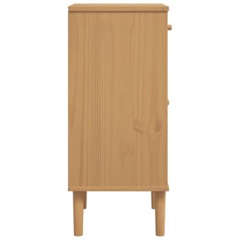 Nachttisch SENJA Rattan-Look Braun 40x35x80cm Massivholz Kiefer