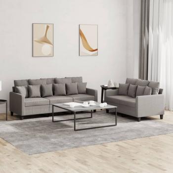 ARDEBO.de - 2-tlg. Sofagarnitur mit Kissen Taupe Stoff