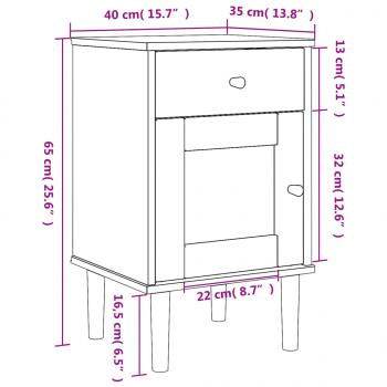 Nachttisch SENJA Rattan-Look Schwarz 40x35x65 Massivholz Kiefer