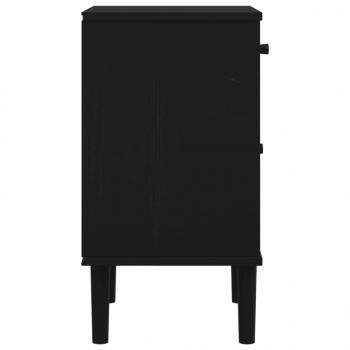 Nachttisch SENJA Rattan-Look Schwarz 40x35x65 Massivholz Kiefer