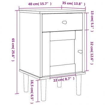 Nachttisch SENJA Rattan-Look Braun 40x35x65cm Massivholz Kiefer