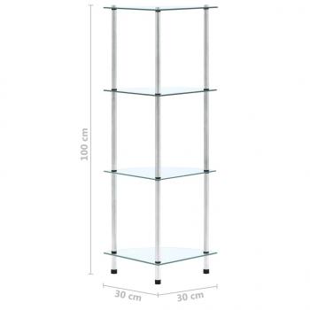 Regal mit 4 Ablagen Transparent 30x30x100 cm Hartglas