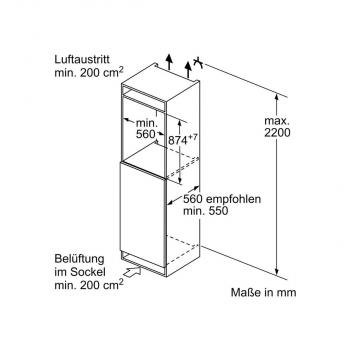 Siemens KI21RADD1 iQ500 Einbaukühlschrank, Nischenhöhe: 88 cm, 136 L, Flachscharnier-Technik, hyperFresh , Home Connect, LED-Beleuchtung, Softeinzug, weiß