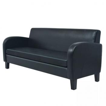 ARDEBO.de - 3-Sitzer-Sofa Kunstleder Schwarz