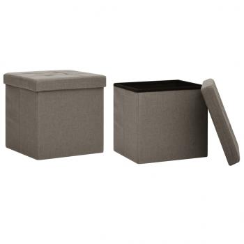 Hocker mit Stauraum 2 Stk. Taupe Leinenoptik