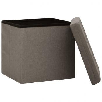 Hocker mit Stauraum 2 Stk. Taupe Leinenoptik