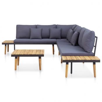 7-tlg. Garten-Lounge-Set mit Kissen Massivholz Akazie Braun