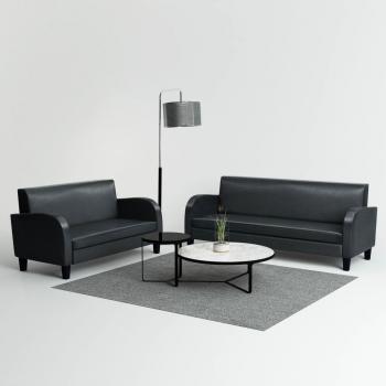 ARDEBO.de - 2-tlg. Sofa-Set Kunstleder Schwarz