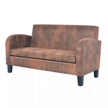 Sofa-Set 2-tlg. Kunstleder in Wildleder-Optik Braun