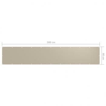 Balkon-Sichtschutz Beige 90x500 cm Oxford-Gewebe